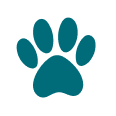 A teal animal paw print icon.