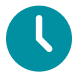 A simple blue clock icon showing the time at ten past nine.